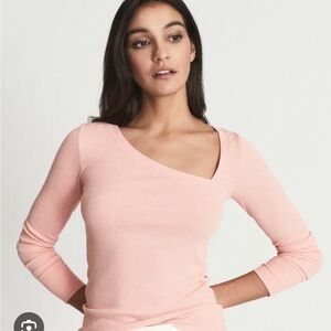 Reiss Pink Asymmetrical Neck Top. Size L